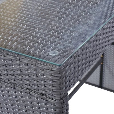 5pc Outdoor Rattan Bar Set With Stools & Cushions- Gray - WELLFOR 12 5pc Outdoor Rattan Bar Set With Stools & Cushions- Gray - WELLFOR - Image 10