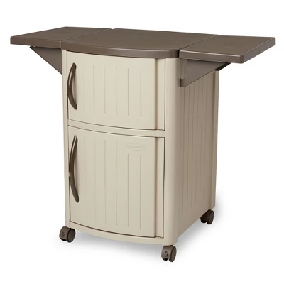 Suncast DCP2000 Portable Outdoor Resin Patio Grilling Entertainment Serving Prep Station Table With Cabinet Storage And Drop Leaf Extensions, Beige 3 Suncast DCP2000 Portable Outdoor Resin Patio Grilling Entertainment Serving Prep Station Table With Cabinet Storage And Drop Leaf Extensions, Beige