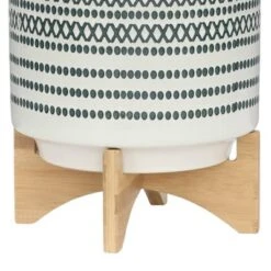 Sagebrook Home 10" Wide Patterned Ceramic Planter Pot With Wood Stand Blue -Garden Furniture Discounts GUEST bdbf616d e8e4 40ed a5e2 dea47c7496a4