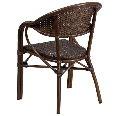 Merrick Lane Wicker Rattan Patio Chair With Curved Back And Aluminum Bamboo Frame 10 Merrick Lane Wicker Rattan Patio Chair With Curved Back And Aluminum Bamboo Frame - Image 8