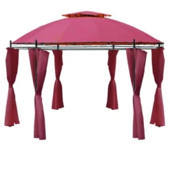 Outsunny 11.5' Steel Outdoor Patio Gazebo Canopy With Double Roof Romantic Round Design & Included Side Curtains -Garden Furniture Discounts GUEST bf1e7bf6 2aca 4170 92f0 5b2f8d8cdcc6