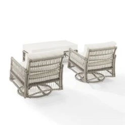 3pc Thatcher Outdoor Steel Conversation Set Creme/Driftwood - Crosley -Garden Furniture Discounts GUEST bf5abddb 7fb1 4ee0 a3ab f13bfdf332f0