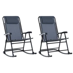 Outsunny Set Of 2 Rocking Chairs Patio Lawn Chair Beach Reclining Folding Chairs With Pillow, Outdoor Portable Recliner For Camping Fishing Beach -Garden Furniture Discounts GUEST bfeb5187 d70d 43a5 80d9 e2e6161cca1b