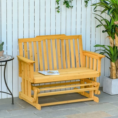 Outsunny Wooden Patio Glider Bench, Wood Outdoor Loveseat With High Back And Armrests, 2-Seat 4 Outsunny Wooden Patio Glider Bench, Wood Outdoor Loveseat With High Back And Armrests, 2-Seat - Image 2