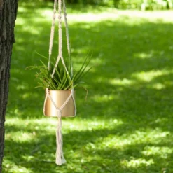 Macrame Hanging Planter With Gold Metal Planter Pot - Foreside Home & Garden -Garden Furniture Discounts GUEST c0f34fef 3779 466b b350 a81c8f5f7a99