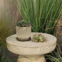 Sagebrook Home Mesh Ceramic Planter Pot With Saucer