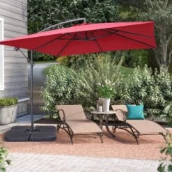 8.2' X 8.2' Square Patio Offset Deck Umbrellas With Cross Base - Wellfor -Garden Furniture Discounts GUEST c18ee64f 5ab2 494b a69e cbd630d27e21
