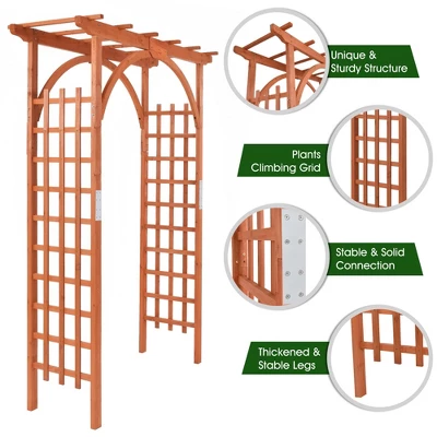 Costway Premium Outdoor Wooden Cedar Arbor Arch Pergola Trellis Wood Garden Yard Lattice 11 Costway Premium Outdoor Wooden Cedar Arbor Arch Pergola Trellis Wood Garden Yard Lattice - Image 9