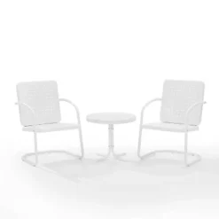 Bates 3pc Outdoor Chair Set - White - Crosley