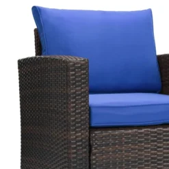 6pc Wicker Outdoor Conversation Set Royal Blue/Dark Brown - EDYO LIVING -Garden Furniture Discounts GUEST c3732f93 4c68 47a1 8475 b79d98191fc0