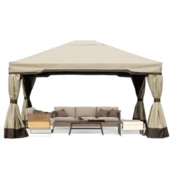 Patio Gazebo Aluminum Outdoor Tent Shelter Canopy With Privacy Curtain And Netting -Garden Furniture Discounts GUEST c3a96ce8 0e86 4234 bdbf 9047c75fd4d2