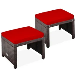 Best Choice Products Set Of 2 Multipurpose Patio Wicker Ottomans W/ Removable Cushions, Steel Frame -Garden Furniture Discounts GUEST c3d59ab8 abb4 410f 8052 3002b84aba5e