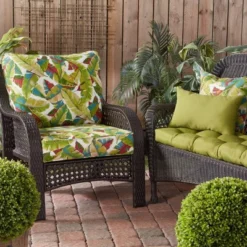 Set Of 2 Palm Leaves Multi Outdoor Square Throw Pillows - Kensington Garden -Garden Furniture Discounts GUEST c45b156e 1902 41d5 9b78 86ef4856cbe0