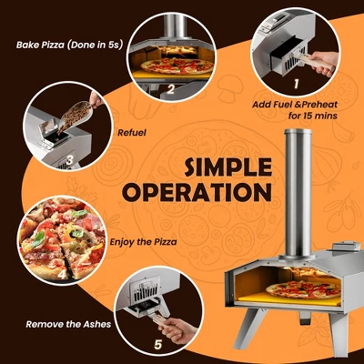 Costway Wood Pellet Pizza Oven Pizza Maker Portable Outdoor Pizza Stone W/ Foldable Leg 7 Costway Wood Pellet Pizza Oven Pizza Maker Portable Outdoor Pizza Stone W/ Foldable Leg - Image 5
