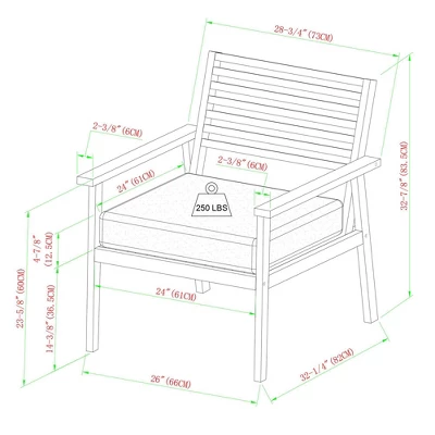 Saracina Home 4pc Mid-Century Modern Slatted Acacia Outdoor Patio Conversation Furniture Set 7 Saracina Home 4pc Mid-Century Modern Slatted Acacia Outdoor Patio Conversation Furniture Set - Image 5