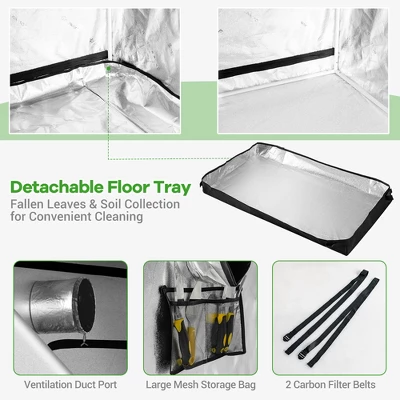 Costway 5x5 Grow Tent, 60''x60''x80'' High Reflective Mylar W/Observation Window GrayBlack 7 Costway 5x5 Grow Tent, 60''x60''x80'' High Reflective Mylar W/Observation Window GrayBlack - Image 5