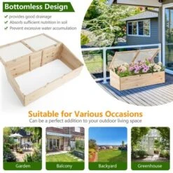 Costway Wooden Cold Frame Greenhouse Flower Planter Raised Plants Bed Protection -Garden Furniture Discounts GUEST c5f21732 6871 4941 8ae5 db396f1258db