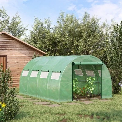 Outsunny Walk-in Tunnel Greenhouse With 2 Zippered Mesh Doors Upgraded Hot House, Green, 13' X 10' X 6.5' 3 Outsunny Walk-in Tunnel Greenhouse With 2 Zippered Mesh Doors Upgraded Hot House, Green, 13' X 10' X 6.5'