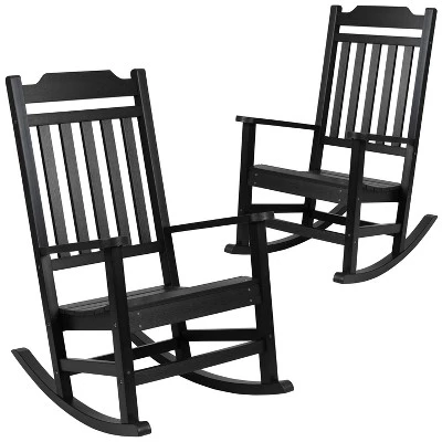 Flash Furniture Set Of 2 Winston All-Weather Faux Wood Rocking Chair 15 Flash Furniture Set Of 2 Winston All-Weather Faux Wood Rocking Chair - Image 13