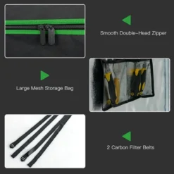 Costway 32''x32''x63''Mylar Hydroponic Grow Tent W/Observation Window & Floor Tray GrayBlack -Garden Furniture Discounts GUEST c77ddf7d 236c 4551 9699 147fb32e5de1