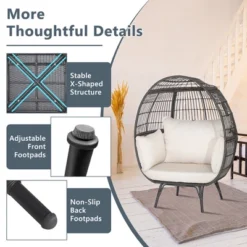 Costway Patio Oversized Rattan Wicker Egg Chair Lounge Basket 4 Cushion Indoor & Outdoor 19 Costway Patio Oversized Rattan Wicker Egg Chair Lounge Basket 4 Cushion Indoor & Outdoor -Garden Furniture Discounts GUEST c7822195 6fc8 4bbf 88f0 01cf72c750e7