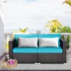 Costway 4PCS Patio Rattan Corner Sofa With Blue Cushion -Garden Furniture Discounts GUEST c7e7e8aa 9e83 4d5e 94b2 f656e367f61a