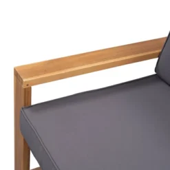 3pc Outdoor Acacia Wood Sectional Conversation Set With Cushions - Gray - GODEER -Garden Furniture Discounts GUEST c80f7d19 c156 402b bab9 6cab69a76aea