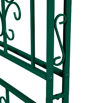 Evergreen Montebello Iron Garden Arbor With Gate, Forest Green- 53 X 84 X 23 Inches Fade And Weather Resistant Outdoor Decor 3 Evergreen Montebello Iron Garden Arbor With Gate, Forest Green- 53 X 84 X 23 Inches Fade And Weather Resistant Outdoor Decor