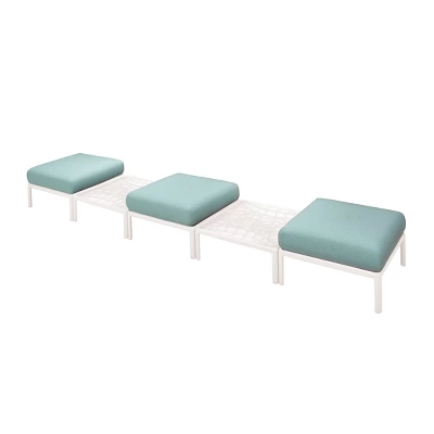 Laurel Outdoor Ottoman With Cushion - White/Seafoam - Lagoon 4 Laurel Outdoor Ottoman With Cushion - White/Seafoam - Lagoon - Image 2