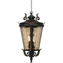 John Timberland Casa Marseille Vintage Rustic Outdoor Hanging Light Veranda Bronze 30" Champagne Hammered Glass Damp Rated For Post Exterior Barn -Garden Furniture Discounts GUEST c8f9ad56 df61 4d15 88b0 441b18624572