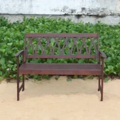 Criss Cross Acacia Wood Garden Bench - Natural Wood - Merry Products -Garden Furniture Discounts GUEST c9191596 9bfe 4915 bf95 4bb0d436c9fb
