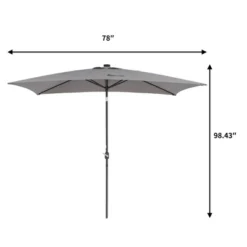 10' X 6.5' Solar LED Patio Umbrella With Tilt And Crank Lift Gray - Wellfor -Garden Furniture Discounts GUEST c961c131 c040 45ca 868a 8cfac8e086a4