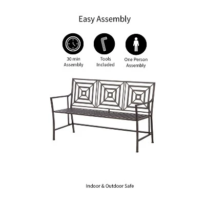 Evergreen Bronze Square Back Garden Bench 6 Evergreen Bronze Square Back Garden Bench - Image 4