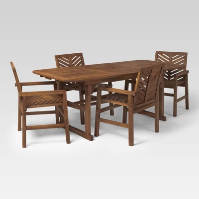 5pc Slatted Extendable Acacia Wood Patio Dining Set - Saracina Home 12 5pc Slatted Extendable Acacia Wood Patio Dining Set - Saracina Home - Image 10