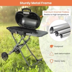 Costway Portable Propane Grill Folding Gas Grill Griddle With Wheels & Side Shelf -Garden Furniture Discounts GUEST cd9e9dc2 ce47 4c53 9f18 14e0c304e908