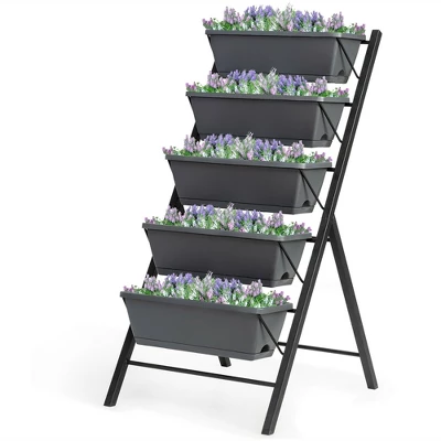 Costway 4 FT Vertical Raised Garden Bed 5-Tier Planter Box For Patio Balcony Flower Herb 10 Costway 4 FT Vertical Raised Garden Bed 5-Tier Planter Box For Patio Balcony Flower Herb - Image 8