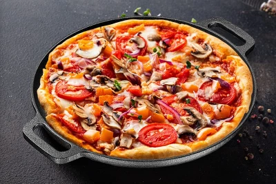 Bruntmor Pre Seasoned Cast Iron 12 Inch Skillet Pan Dual Handles Pizza Pan Large Loop Handles, Black 7 Bruntmor Pre Seasoned Cast Iron 12 Inch Skillet Pan Dual Handles Pizza Pan Large Loop Handles, Black - Image 5