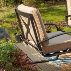 7pc Patio Dining Set With Rectangle Table With 2.6" Umbrella Hole & C-Spring Padded Arm Chairs - Captiva Designs -Garden Furniture Discounts GUEST ce34bd30 8fbd 4e6e b492 32ec29875180