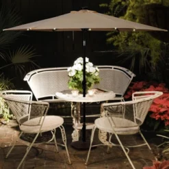 Costway 9FT Patio Solar Umbrella LED Patio Market Steel Tilt W/ Crank Outdoor -Garden Furniture Discounts GUEST ce6ca35f f97b 4acf 8975 0a69d19ada32