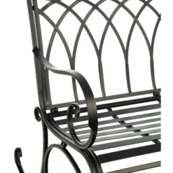 Evergreen Beautiful Springtime Colorful Black Rocking Brushed Metal Garden Bench - 43x33x37 In -Garden Furniture Discounts GUEST cf3294ba 69fa 4f9f adf4 d1ba0eabba91