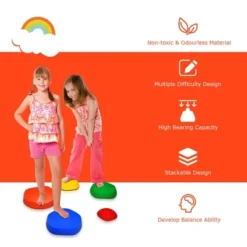 Costway 5pcs Kids Balance Stepping Stones Indoor & Outdoor Coordination & Balance Toy -Garden Furniture Discounts GUEST cfda2363 2cd2 42a7 bc5c 2548ec8dd96a