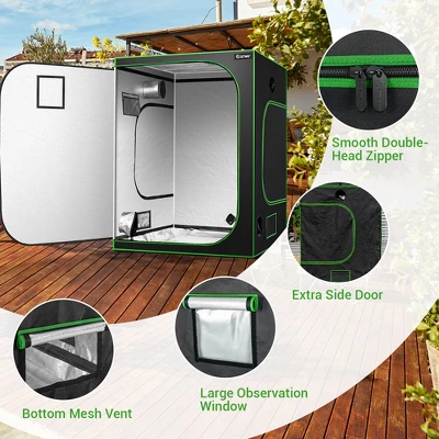 Costway 5x5 Grow Tent, 60''x60''x80'' High Reflective Mylar W/Observation Window GrayBlack 8 Costway 5x5 Grow Tent, 60''x60''x80'' High Reflective Mylar W/Observation Window GrayBlack - Image 6