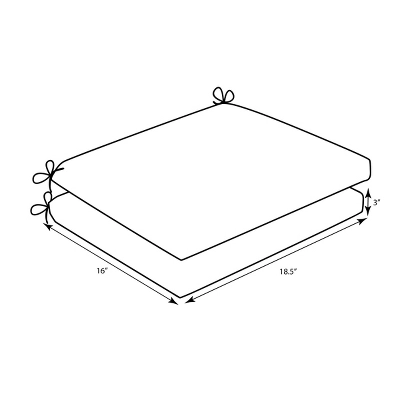 2pk Radiance Pool Squared Corners Outdoor Seat Cushions Blue - Pillow Perfect 4 2pk Radiance Pool Squared Corners Outdoor Seat Cushions Blue - Pillow Perfect - Image 2