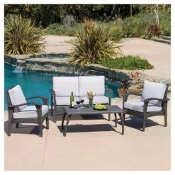 Honolulu Outdoor 4pc Wicker Seating Set And Cushions - Christopher Knight Home -Garden Furniture Discounts GUEST d12f396e 9dd7 44b5 9789 0372da75f670