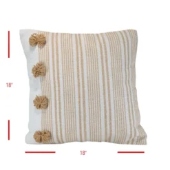 Brown Striped Hand Woven 18x18" Outdoor Decorative Throw Pillow With Pulled Yarn Bouquets - Foreside Home & Garden -Garden Furniture Discounts GUEST d17c7191 850c 4b54 8c1c 8e142bc0fe1c