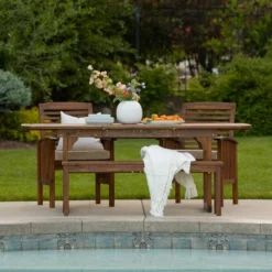 Ravenscroft 4pc Extendable Acacia Wood Outdoor Dining Set - Saracina Home -Garden Furniture Discounts GUEST d1e17e82 6666 4c9e 9100 6baec1df9027