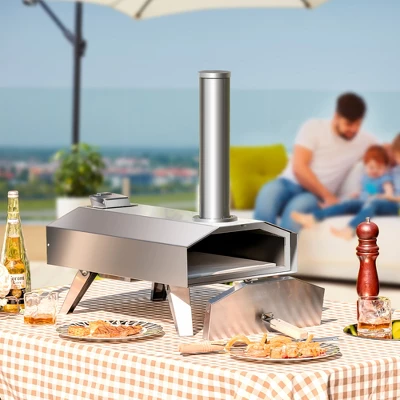Costway Wood Pellet Pizza Oven Pizza Maker Portable Outdoor Pizza Stone W/ Foldable Leg 3 Costway Wood Pellet Pizza Oven Pizza Maker Portable Outdoor Pizza Stone W/ Foldable Leg