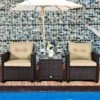 Costway 3PCS Patio Rattan Furniture Set Cushioned Conversation Set Sofa -Garden Furniture Discounts GUEST d292d22f bc3e 41ab 9868 751a4552469a