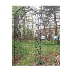 Achla Designs 92" Elegant Handcrafted Lattice Iron Garden Arbor Graphite Powder Coated Finish -Garden Furniture Discounts GUEST d2a8d079 49a6 4a25 bd3c d087120d37d2