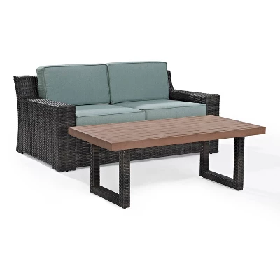 Beaufort 2pc Outdoor Wicker Chat Set - Mist - Crosley 7 Beaufort 2pc Outdoor Wicker Chat Set - Mist - Crosley - Image 5